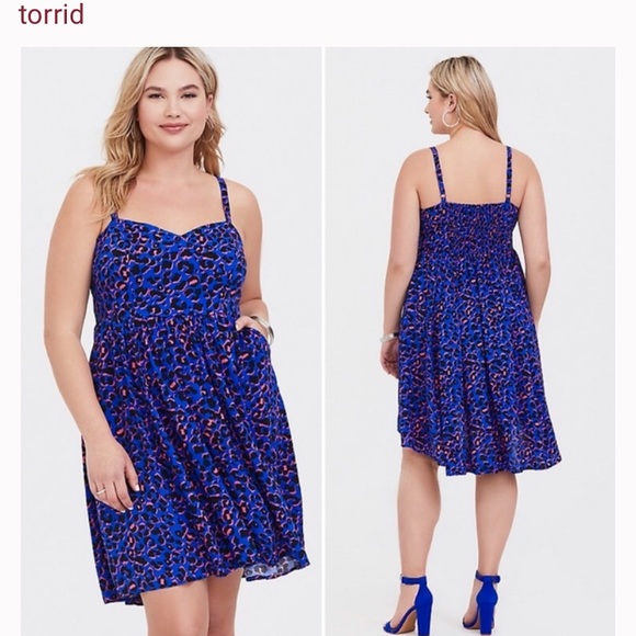 torrid Dresses & Skirts - Torrid Blue Challis Hi-Lo Skater Dress